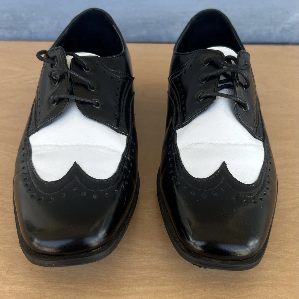 Stacy Adams Tinsley Wingtip Oxford Men's Shoes Black White Lace Up Euc Sz 7m